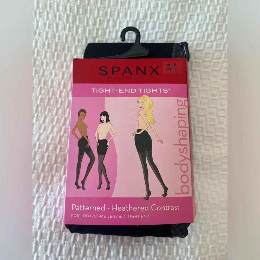 SPANX By Sara Blakely Tight-End Tights Patterned-Heathered Contrast Black/Grey